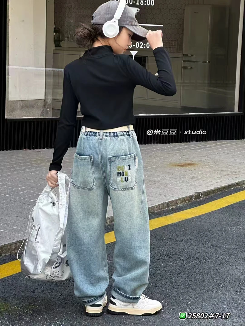 男童女童牛仔春夏季薄款2025新款中大童裤韩版休闲百搭韩版牛仔裤