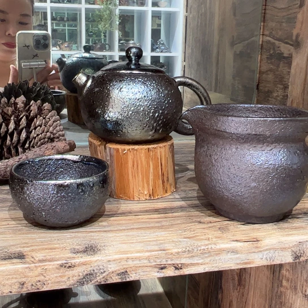 壶小*建水紫陶紫泥柴烧壶