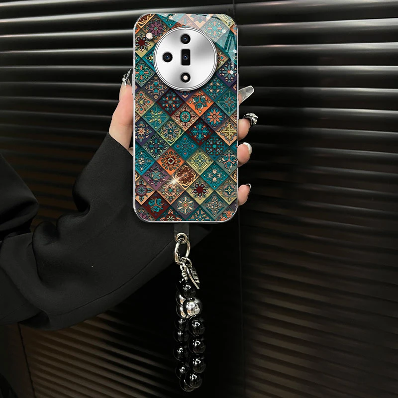 适用于【oppofindx7】玻璃壳五彩图腾ins风网红创意个性手机壳女款