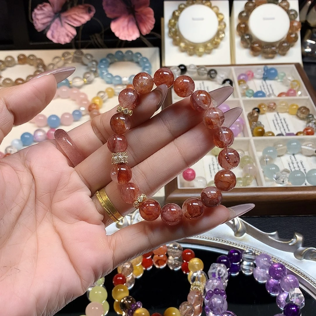 水晶纯铜红胶花设计款10