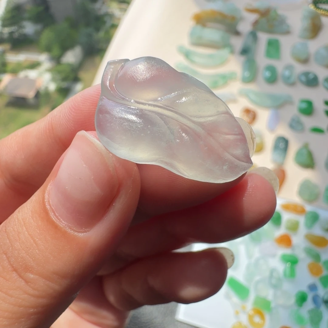未镶嵌定制翡翠冰起光树叶