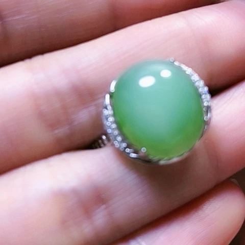 和田玉戒指银S925镶嵌