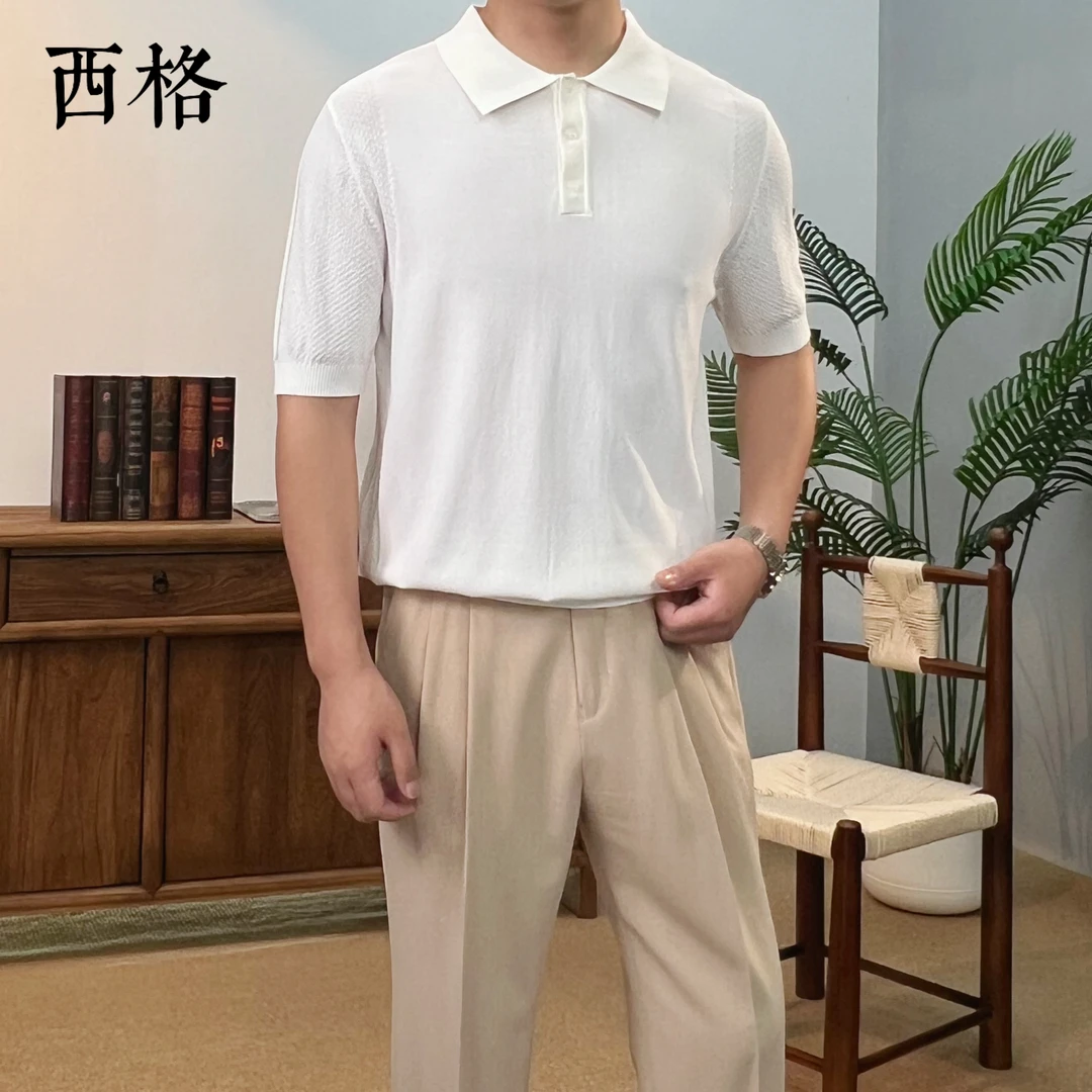 常规款针织男舒适Polo衫翻领短袖夏季标准男士上衣