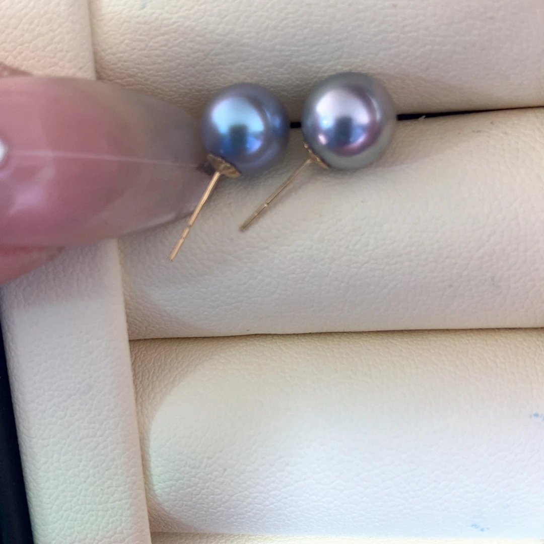 耳饰18K金镶嵌海水珍珠