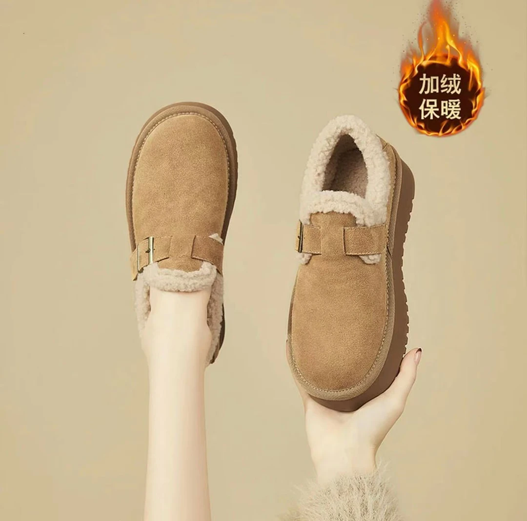 厚底雪地靴女款2025新款冬季女鞋加绒加厚毛毛保暖勃肯鞋棉鞋A