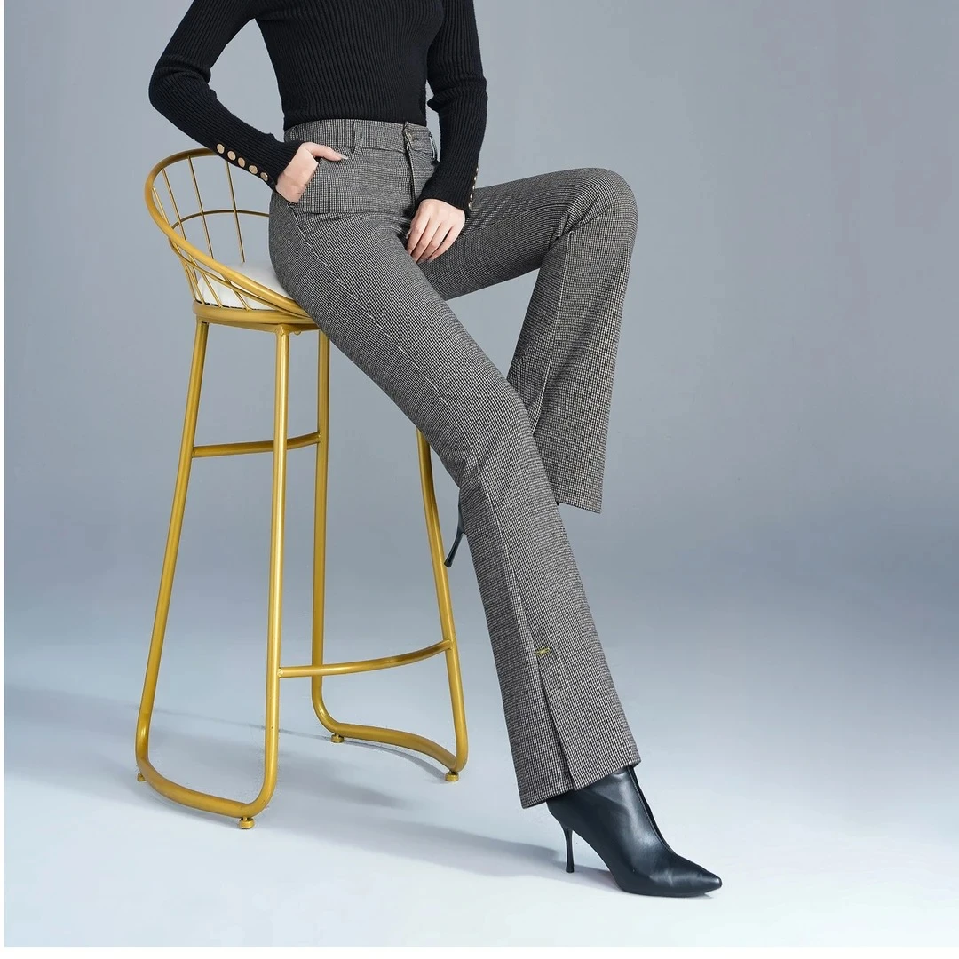 秋冬新款爆款裤子百搭高腰加绒显瘦时尚休闲洋气微喇新款潮牌女装