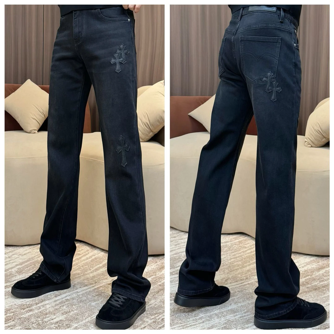 孙先生男装|“克罗”十字花时尚潮流秋季男款直筒牛仔裤88222｜