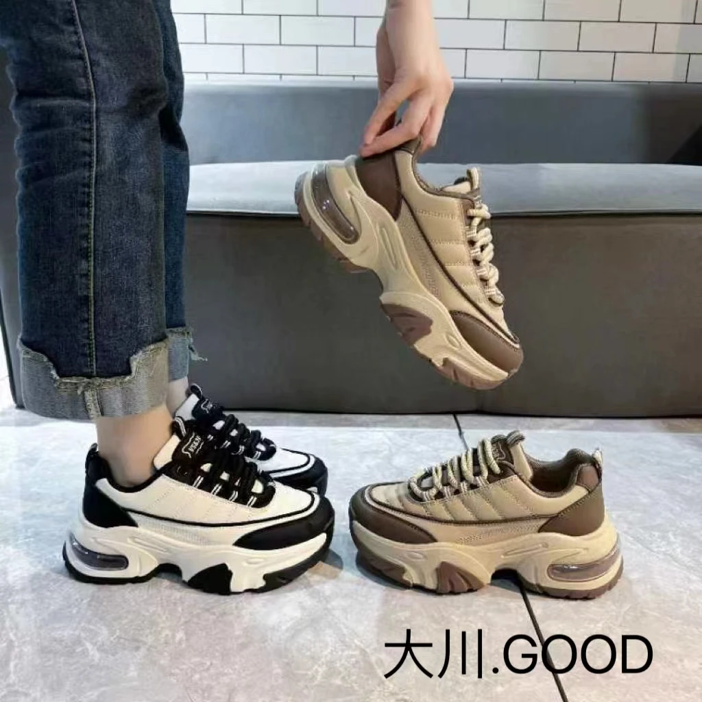 【小海豚】厚底老爹鞋子女2024加厚显脚小爆款女运动休闲鞋928
