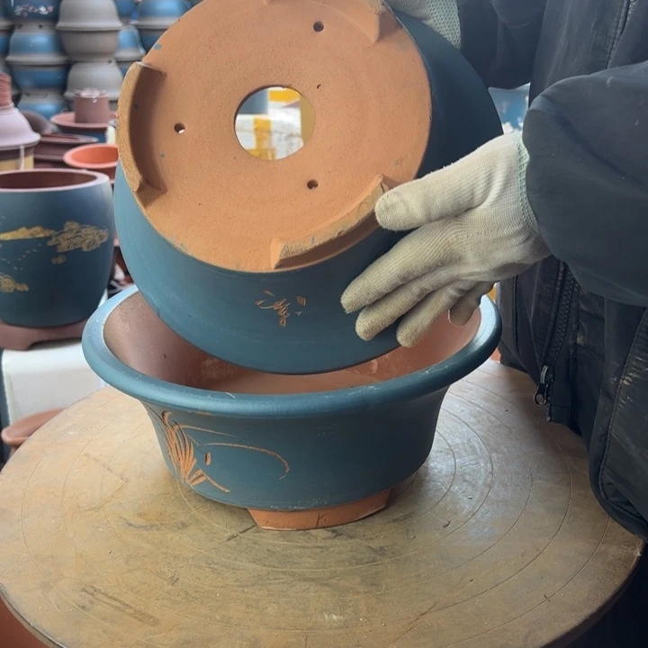 紫砂宜兴紫砂花盆蓝票口27+27