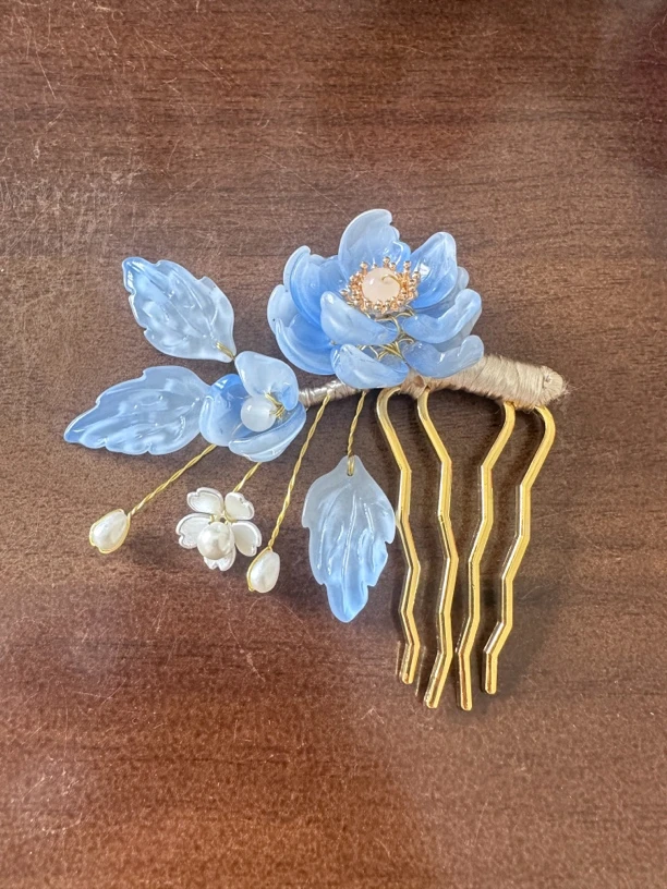 纯手工制作古风琉璃发梳