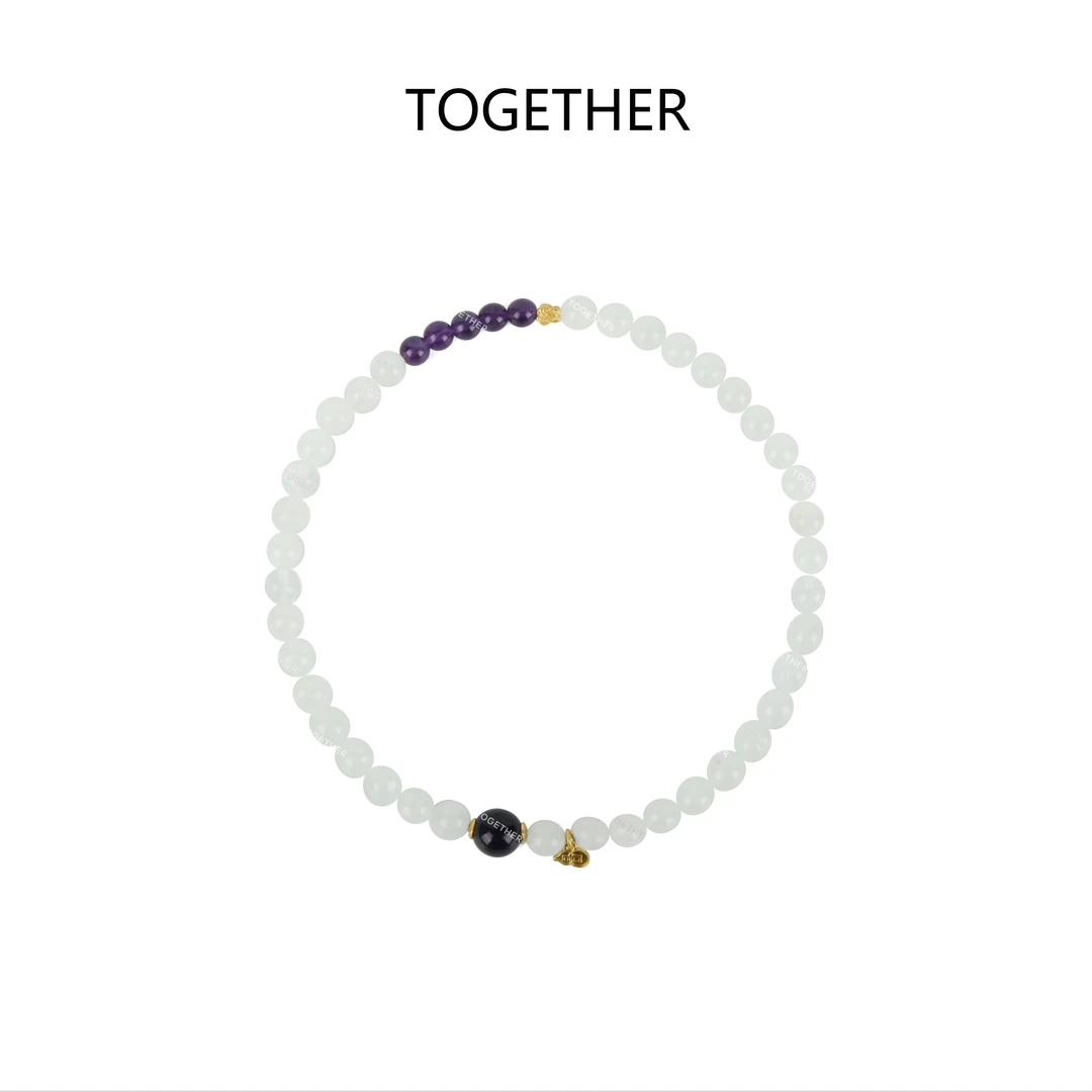 非金属仿水晶手链 【TOGETHER】仿水晶白紫拼色手串GD129