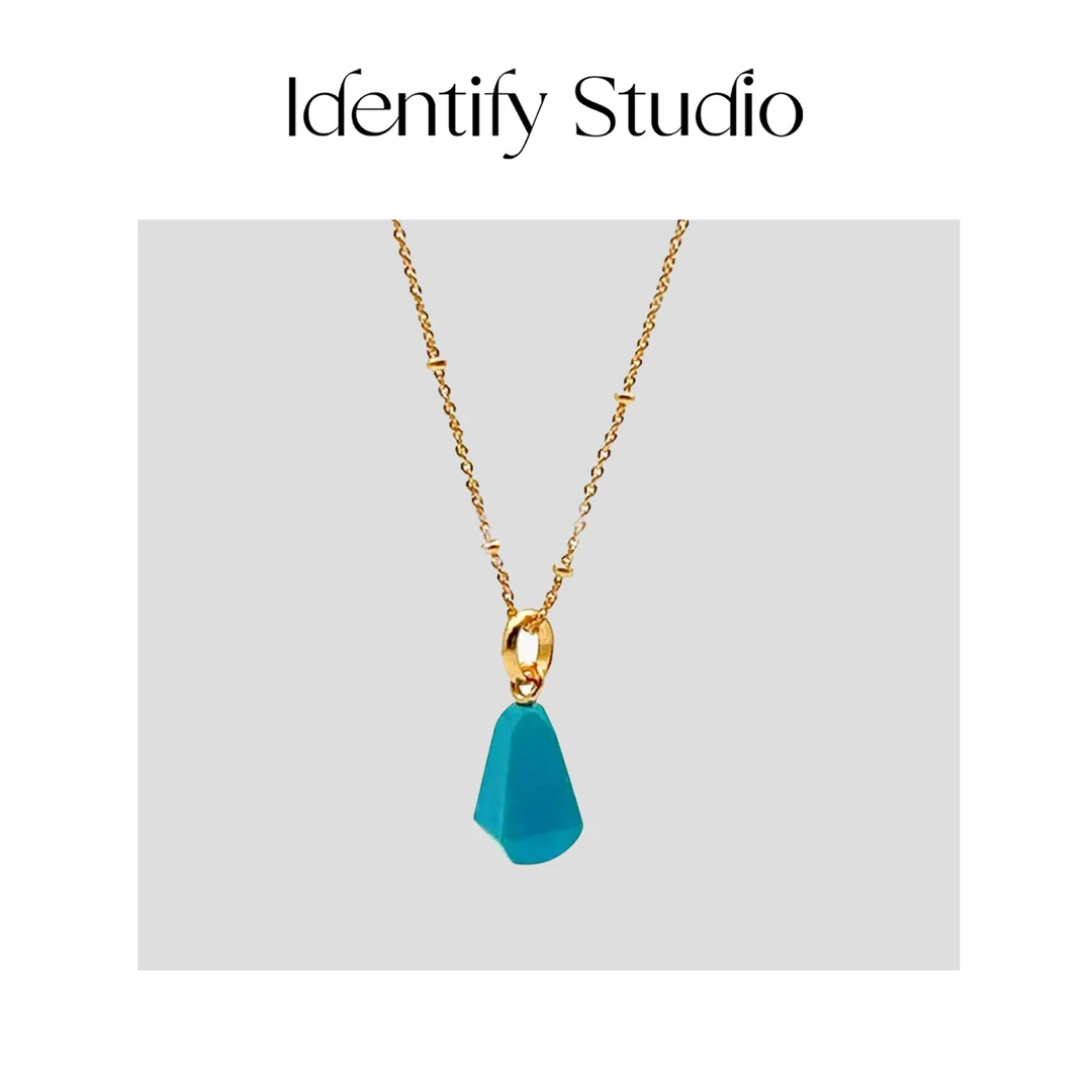 非金属珐琅项链 IDENTIFY“蓝星”简约高级复古水滴吊坠锁骨链25SS