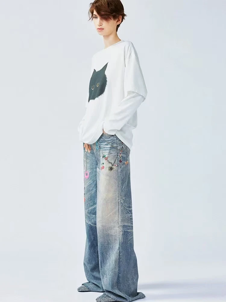 2025春季新款「一只很黑的猫」胶囊系列假两件T恤