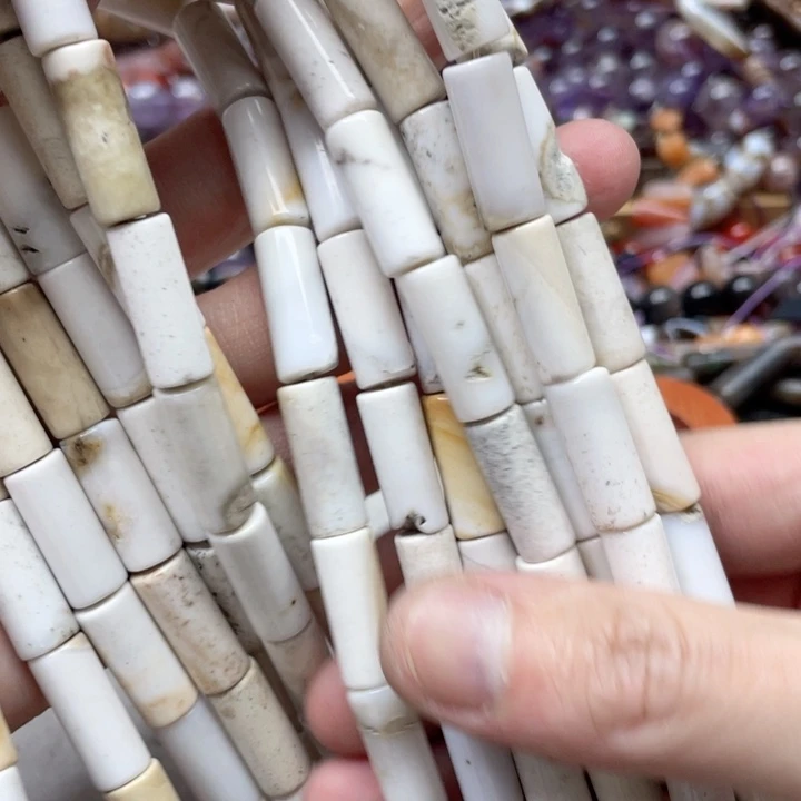 玛瑙/玉髓合金珠宝半成品一条8x20m白玛瑙管珠