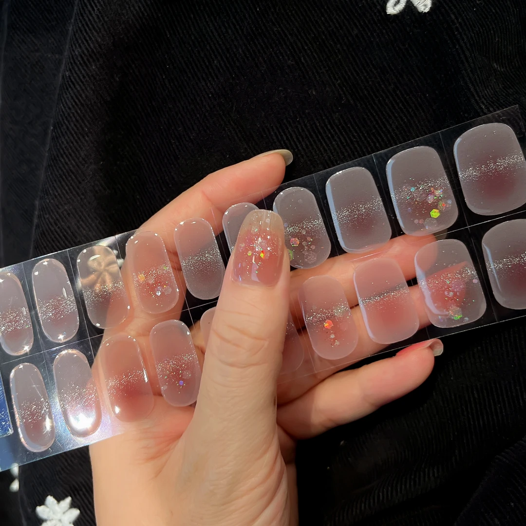 【DUYUER200142】20指照灯变硬的uv半固化凝胶美甲贴纸全贴半烤