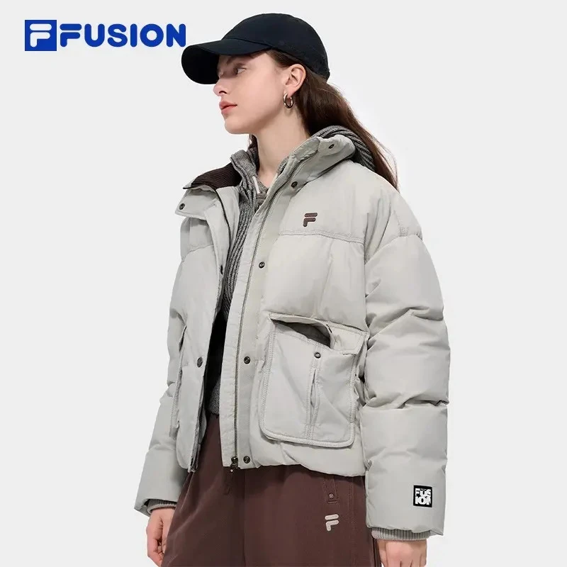 FUSION斐乐羽绒女2024冬季新款时尚宽松保暖工装外套T11W443904