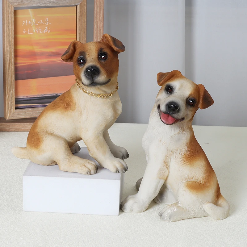 仿真杰克罗素梗小狗摆件桌面模型治愈系花园玄关电视柜装饰工艺品