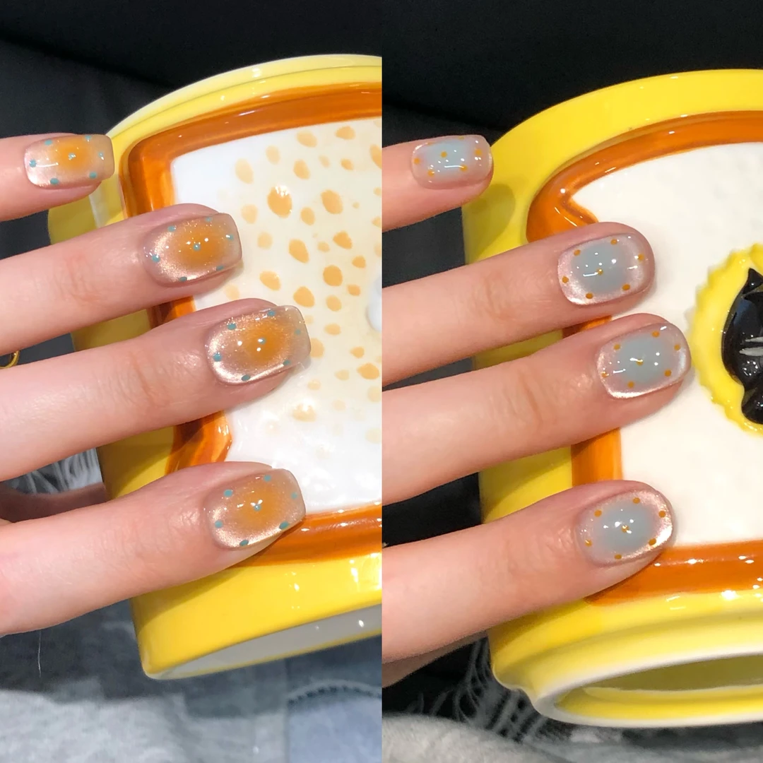 喵公子【海盐芝士】鸳鸯甲  纯手工穿戴甲可拆卸美甲光疗甲