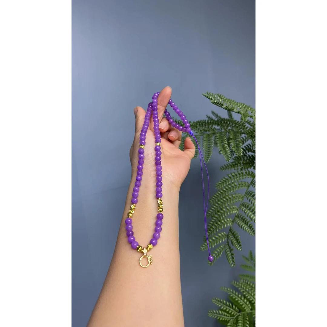 翡翠紫翡14k万能链项链6mm