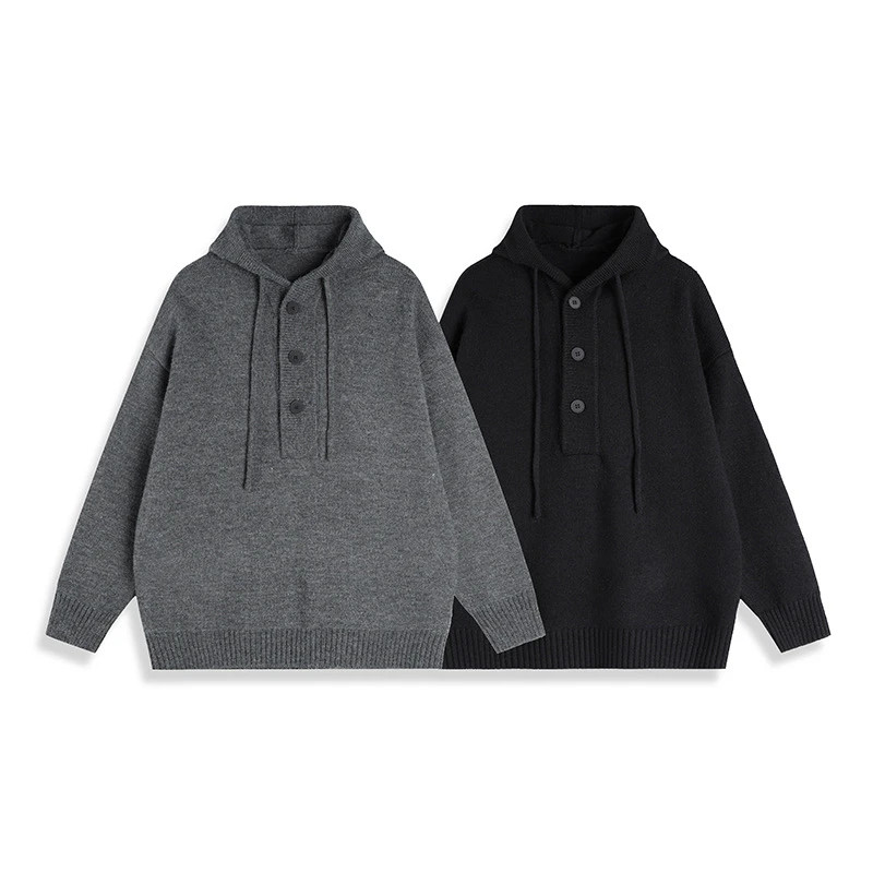 美式秋冬重磅cleanfit连帽毛衣慵懒套头针织衫外套男女 2837