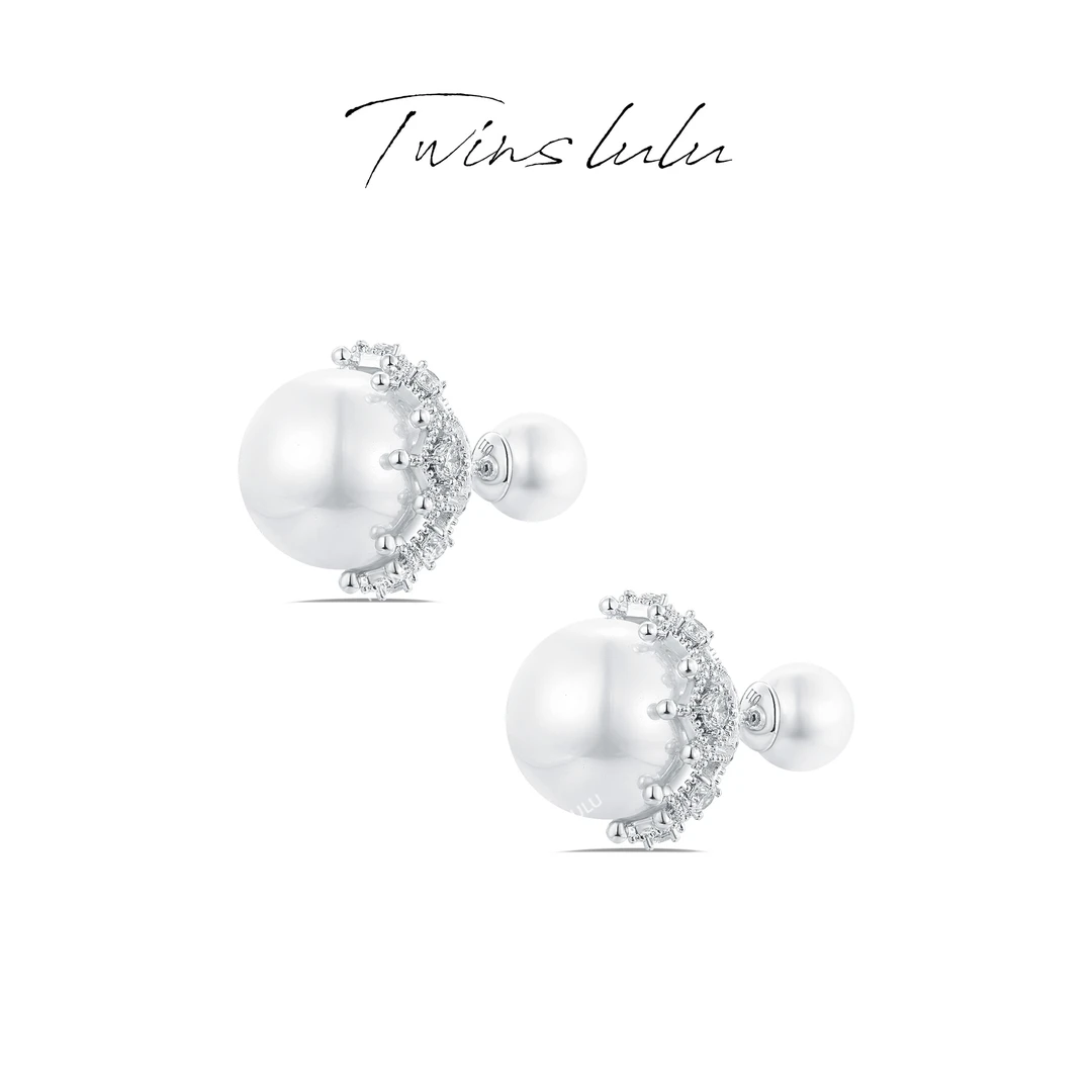 铜合金合成锆石耳饰  时尚三带珠珠耳环TSL011