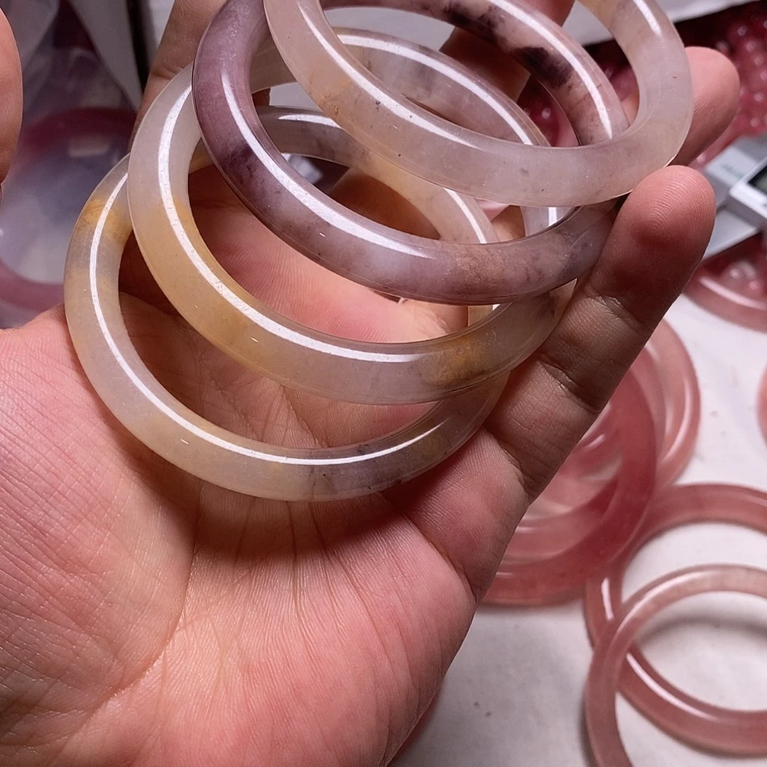 水晶珠宝半成品未镶嵌56圆条金丝手镯