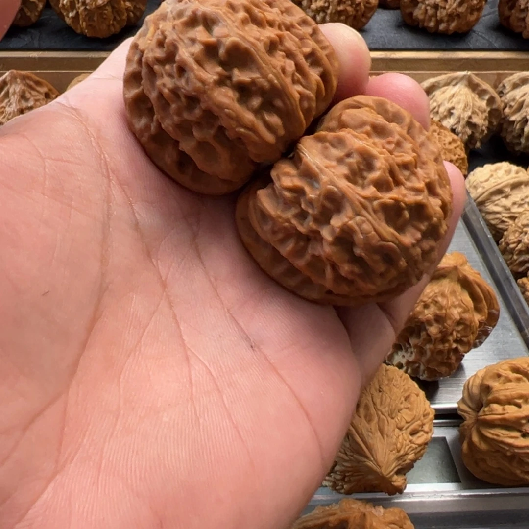 桃核吊坠文玩核桃，白狮子有黄