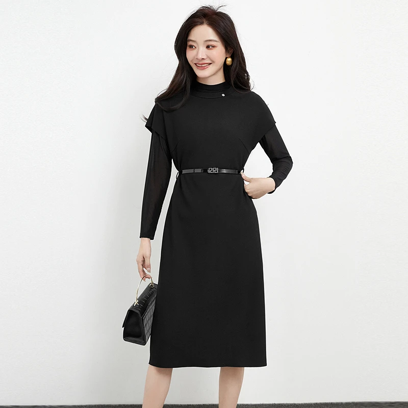 B042长袖上衣+中长裙两件套装专柜折扣女装2025秋53HH0U0042
