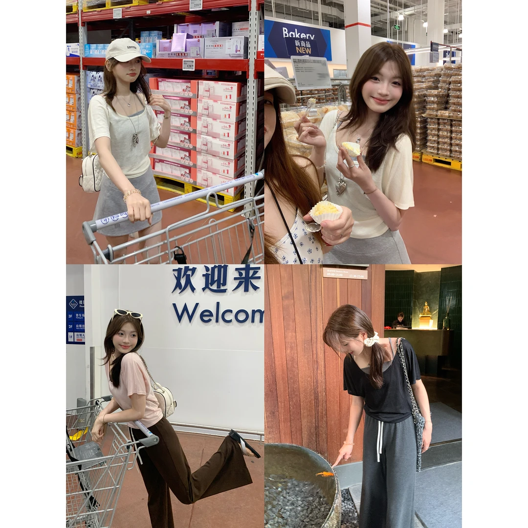 切糕自制【解锁清凉】小个子夏季女时尚小众设计感韩版两件套装