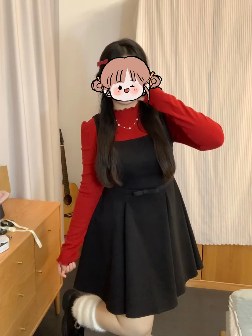 毛呢连衣裙套装女 冬季新款微胖大码显瘦两件套