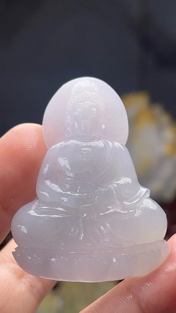 天然缅甸翡翠起冰胶立体大日如来毛货买断需抛光尺寸高48宽35厚10