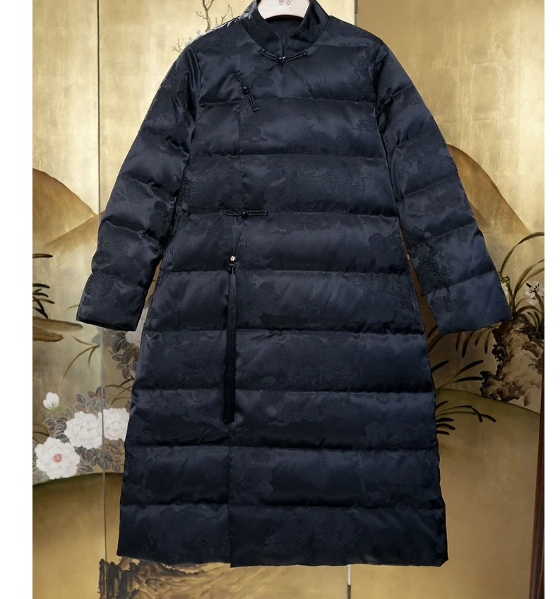 【十三郎】新中式新款冬款提花长款外套242693（鸭）