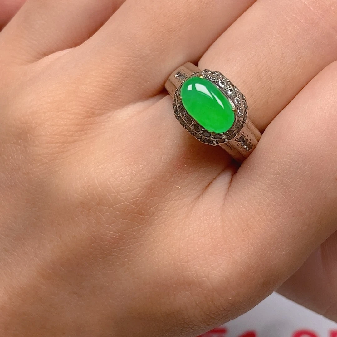 翡翠戒指未镶嵌黄阳绿