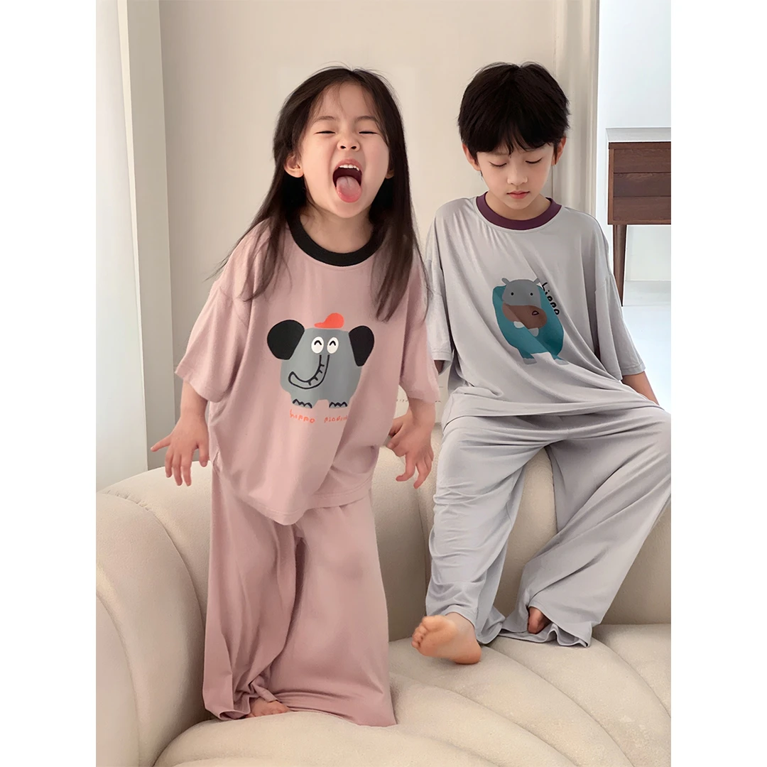 【现货】夏装儿童韩版可爱卡通印花休闲短袖家居服套装CC1036-BXX1