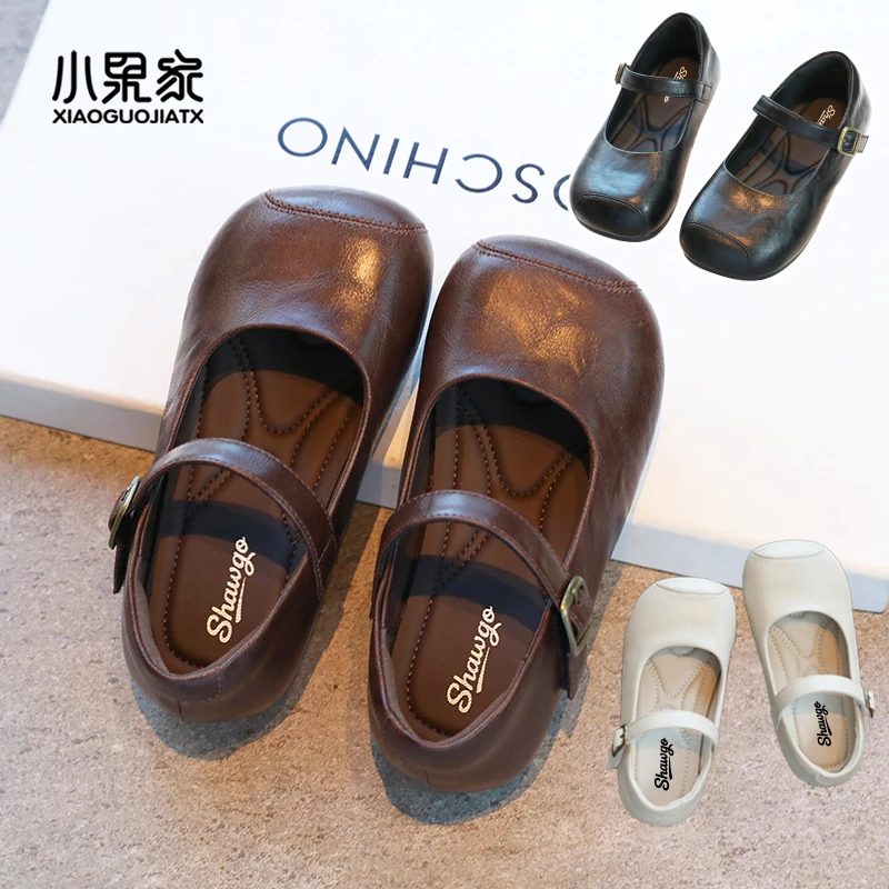 女童皮鞋儿童鞋子2025新款春秋单鞋洋气英伦风小童女宝豆豆鞋黑色