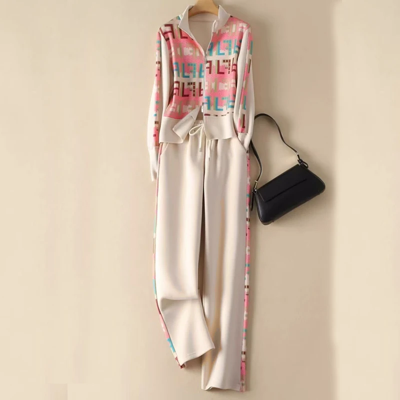 【粉丝专享】2件套春秋季女拉链套装长袖长裤宽松轻奢休闲套装女513