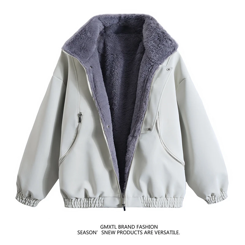 2025冬季新款男士韩版带帽皮棉衣情侣休闲保暖潮流宽松时尚上衣