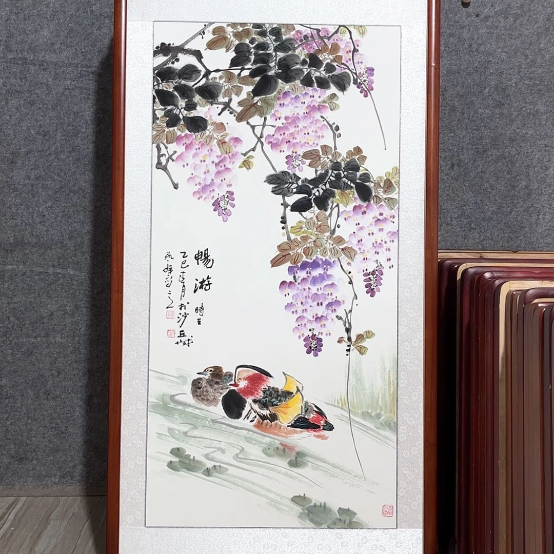 国画书画作品带框123×63厘米