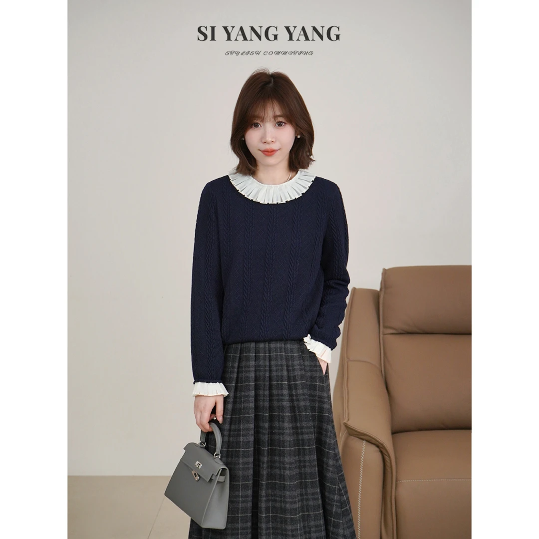 斯洋洋SIYANG撞色圆领减龄百搭通勤上衣SY512A024SYY