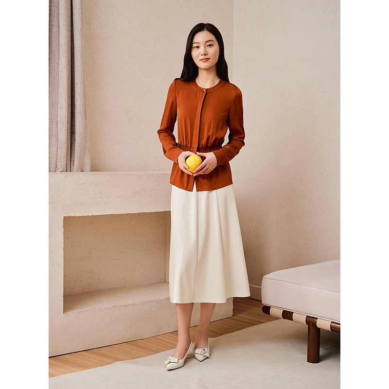 【琥珀流光橙醋酸】YINER音儿专选2025秋季气质显瘦衬衫8C65130136