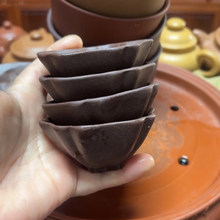 紫砂茶杯宜兴原矿紫玉金砂