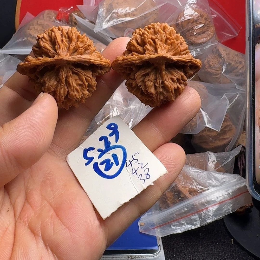 文玩核桃把件45山西官帽红地闷