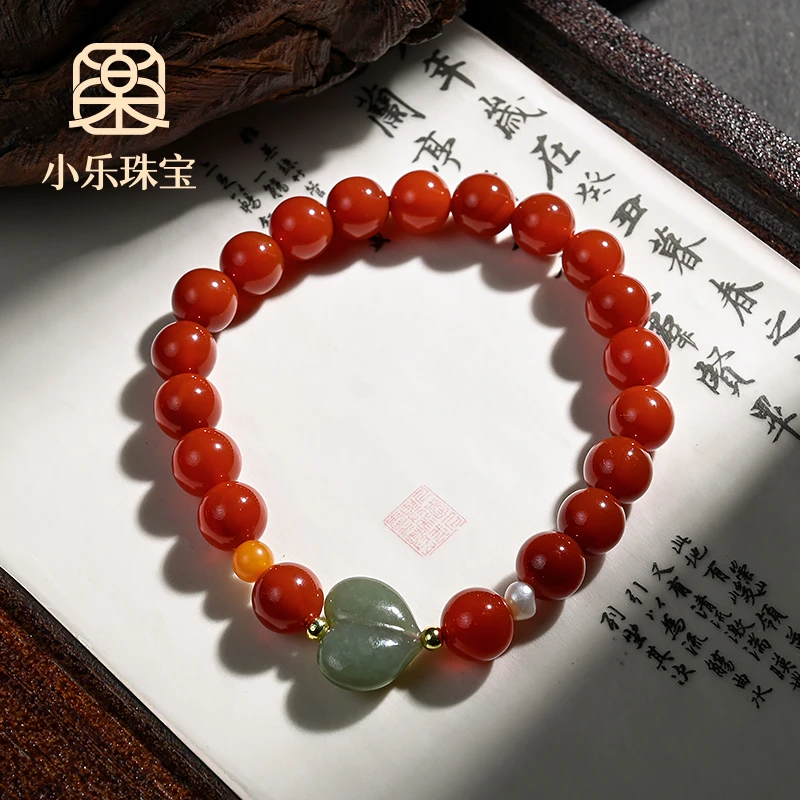 原创单圈红玛瑙和田玉手链多样性发一-11078