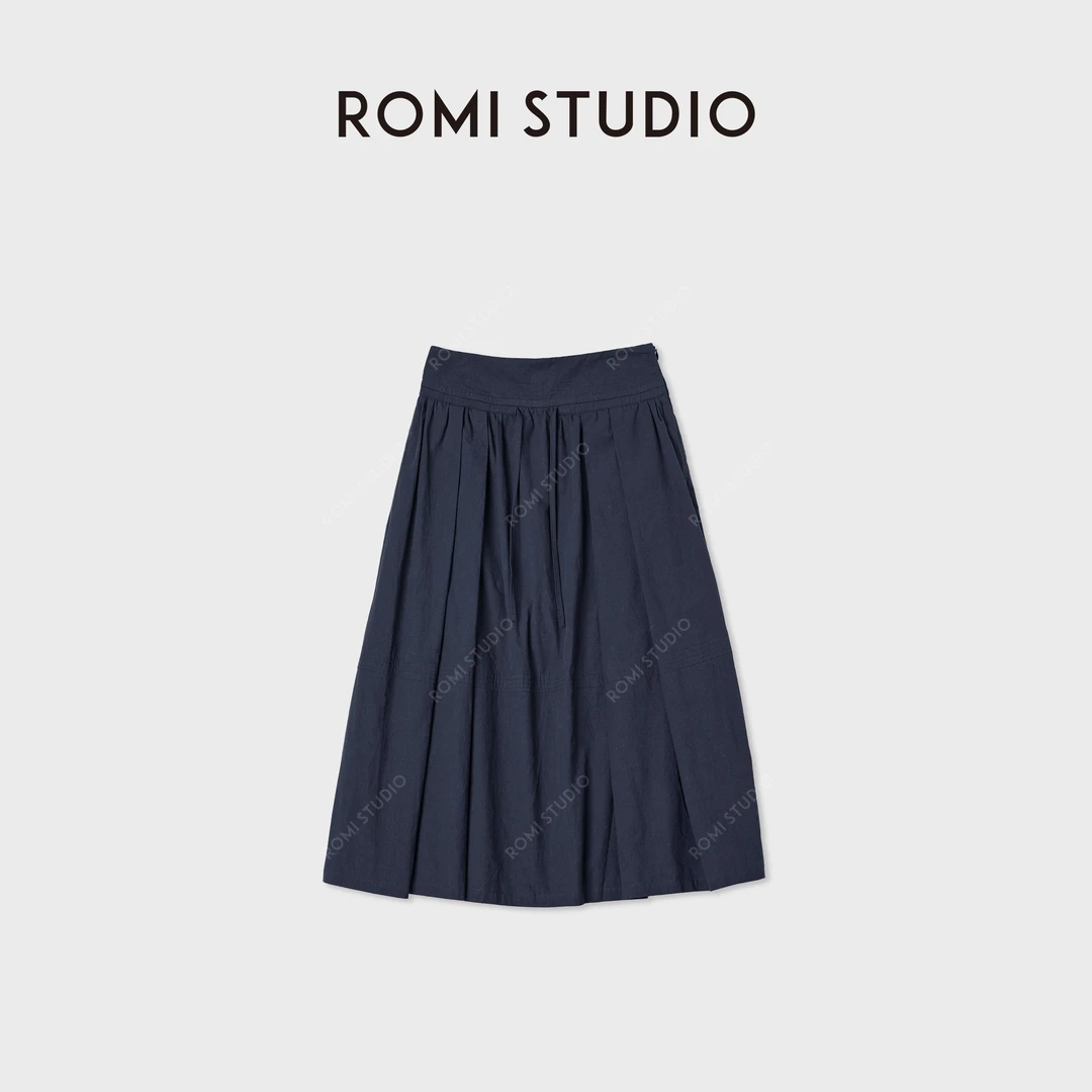 ROMI STUDIO“日式复古”全棉盐缩柔软蓬纸质纹理半身裙 RWCAX66443