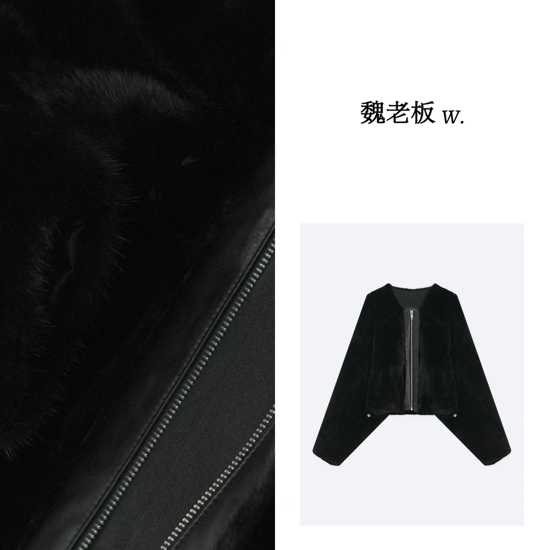 W.Diva【奢宠】丹麦进口短二水貂毛拉链外套4CDMK1340