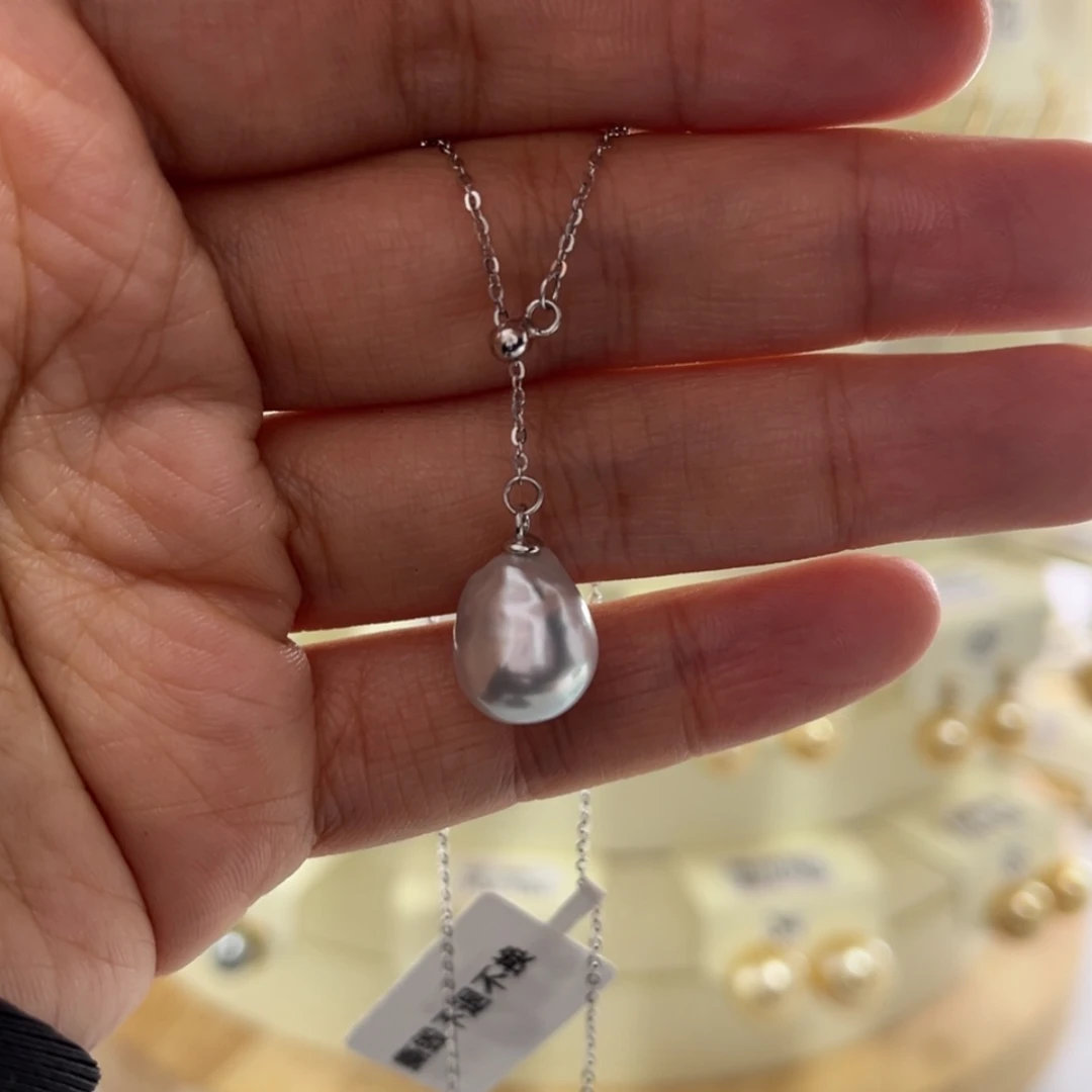 【闪购商品】海水珍珠颈饰银S925镶嵌9-10mm澳白