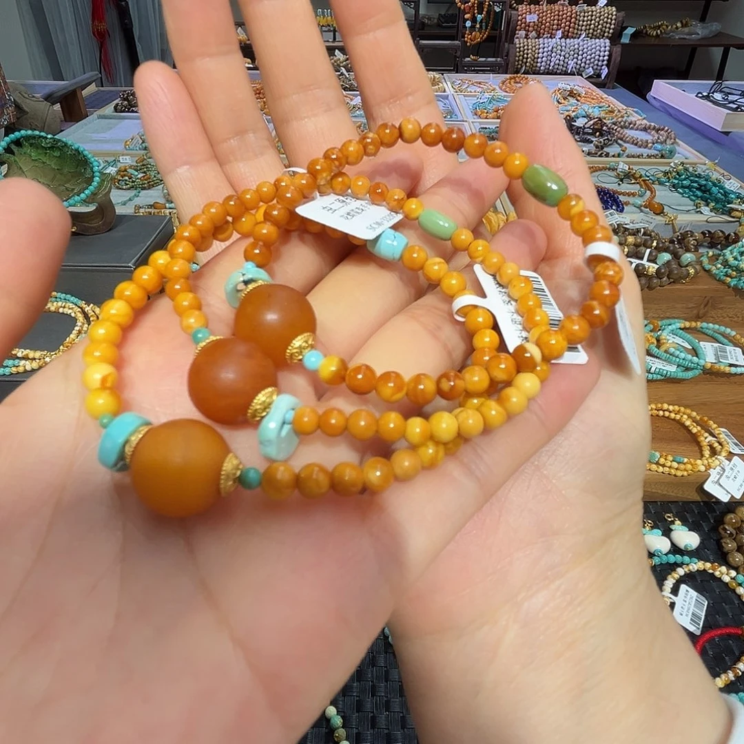 琥珀手链未镶嵌蜜蜡手串多样发其一