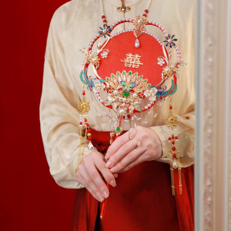 【重工婚扇】团扇结婚秀禾服新娘喜扇古风中式婚礼手工婚扇秀禾团扇