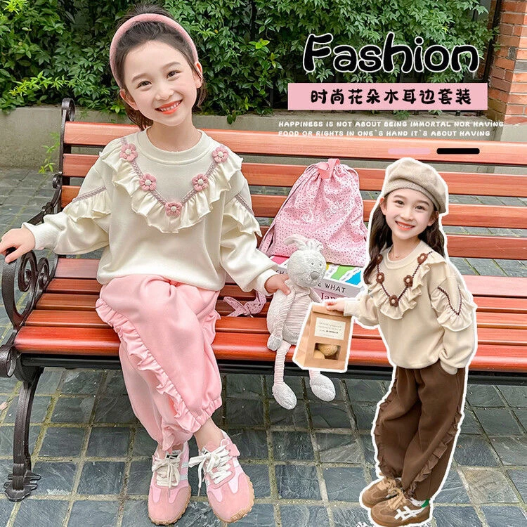 【工厂直销】女童套装春秋卫衣时髦休闲两件套中小童