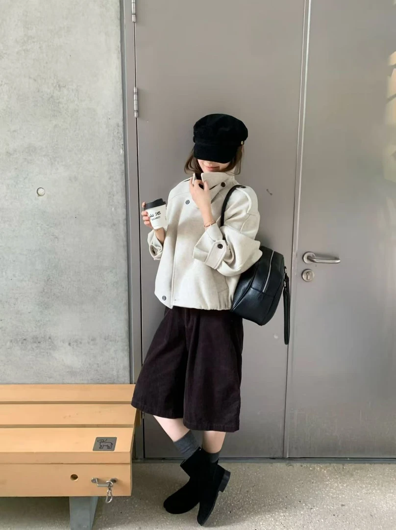 【缪斯外套】秋冬新款设计感立领毛呢短款小个子高级感外套女2631